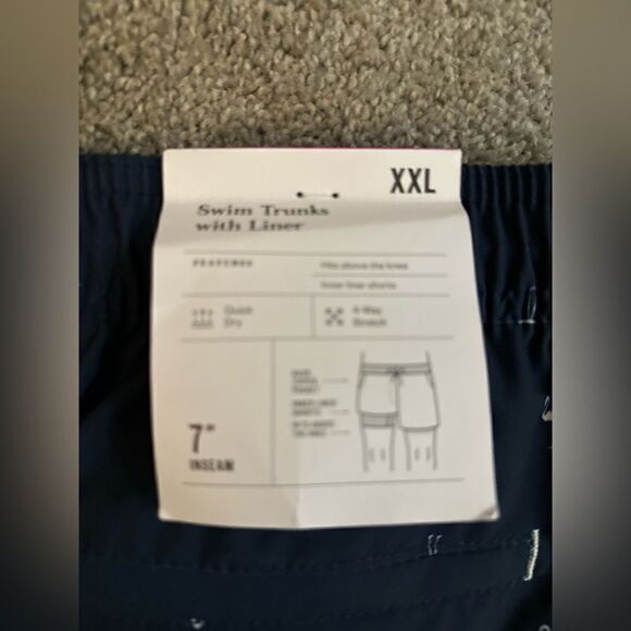 Goodfellow & Co 7" Mini Flamingo Swim Shorts UPF 50+ Navy NWT Size XL - Picture 7 of 15